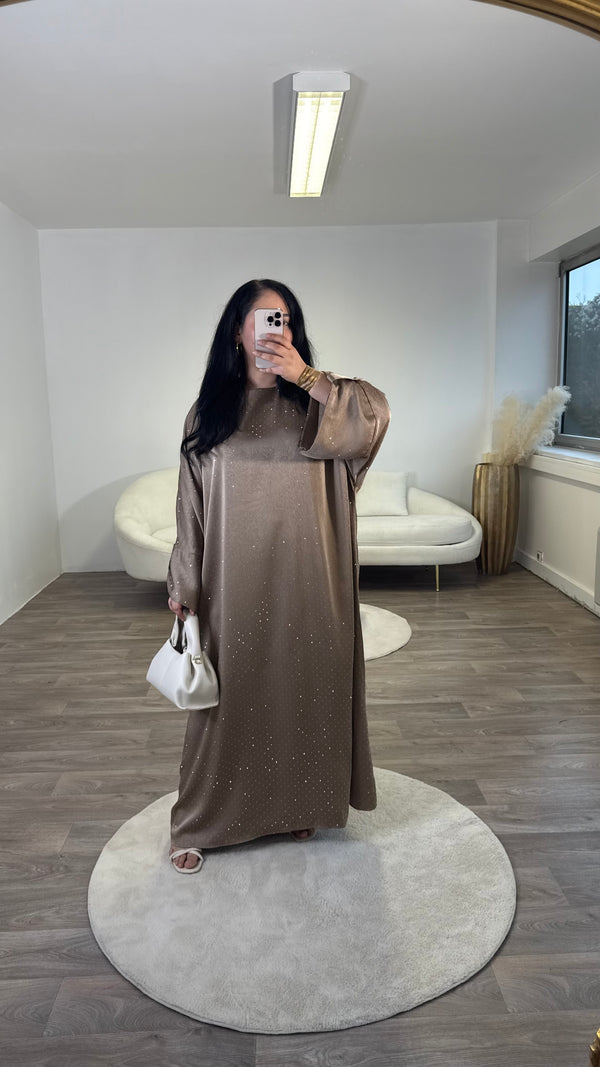 Abaya strass Taupe