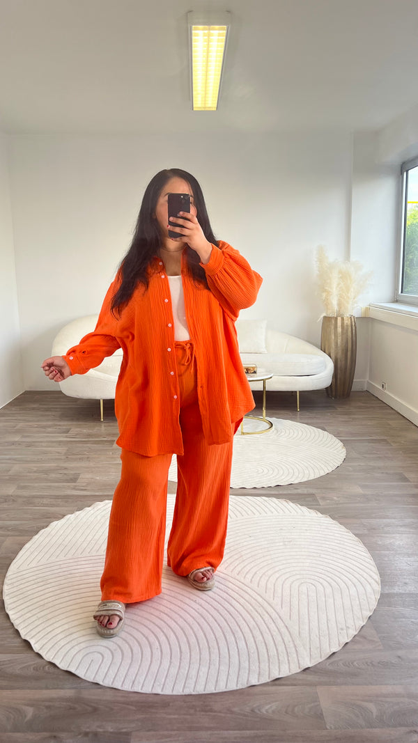 Pantalon en gaze de coton orange