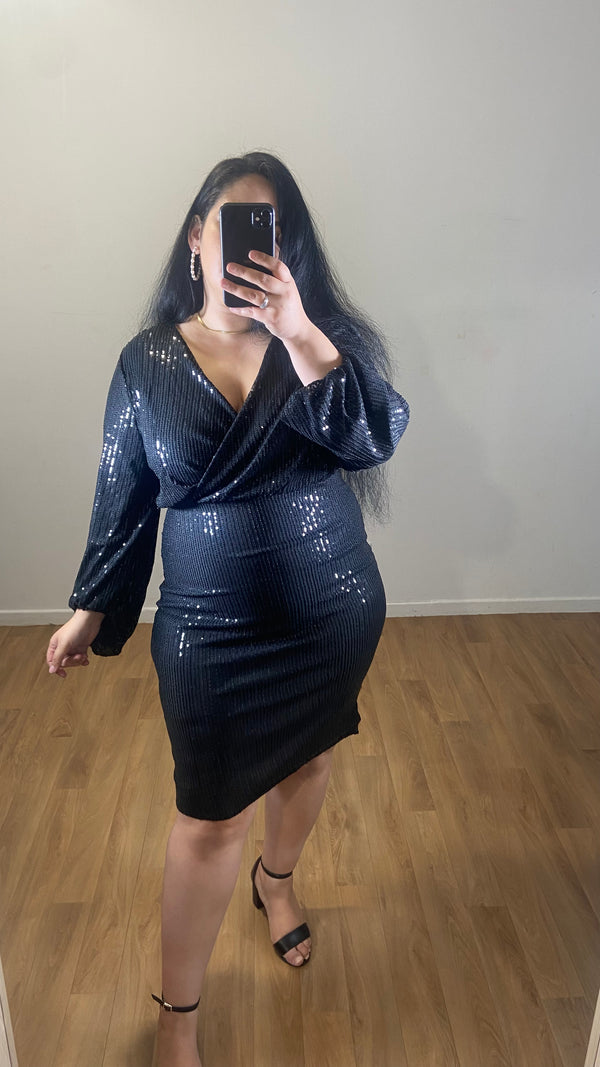 Robe Kim à sequins Noir